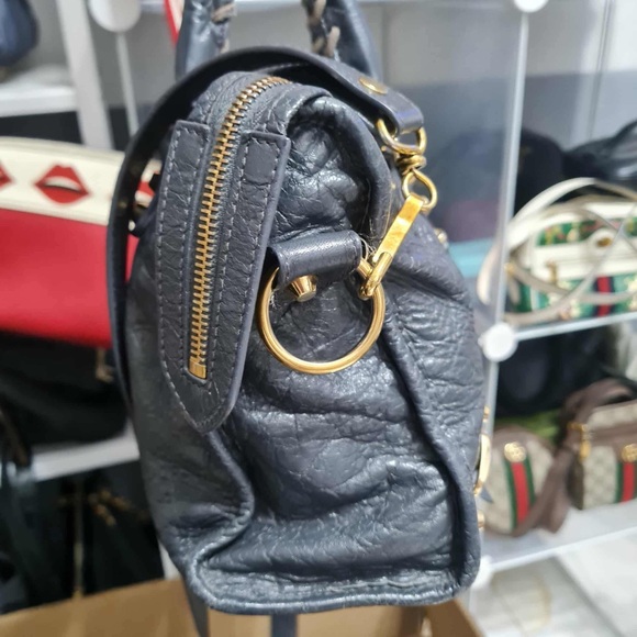 Balenciaga Black Leather Shoulder Bag with Gold Accents - Picture 3 of 13